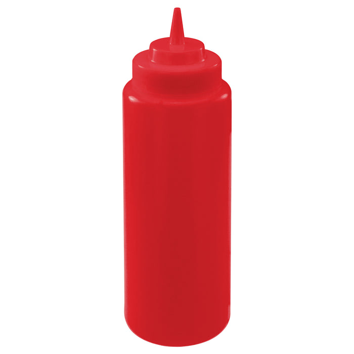 32oz Squeeze Bottles, Wide Mouth, Red, 6pcs/pk (6 Pack)-cityfoodequipment.com