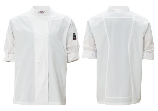 Ventilated Chef Jacket, Roll-Tab Sleeve, White, XL (12 Each)-cityfoodequipment.com
