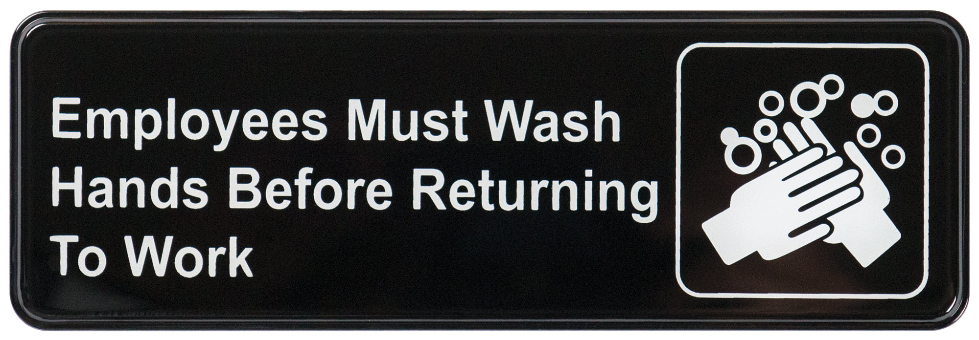 Information Sign, "Employee Must Wash Hands...", 3" x 9", Black (12 Each)-cityfoodequipment.com