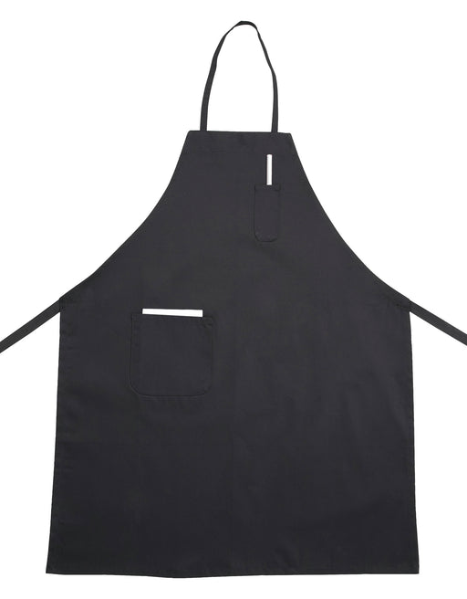 Full Length Bib Apron w/Pocket, Black (12 Each)-cityfoodequipment.com